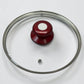 Tapa de vidrio Epicure Escarlata con aro metálico, perilla roja y válvula de vapor, incluida en el set de cocina SKU EP-12PCS-045.
