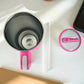 Vista superior de termo de acero inoxidable color rosa con tapa de rosca y pajilla incluida, capacidad 1200 ml.